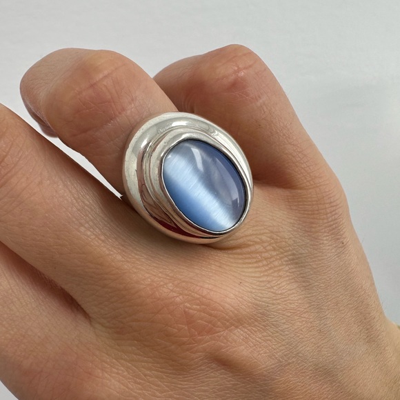 Vintage Mexico 925 Sterling Silver Large Statement Cocktail Ring Size 6.25 - Picture 4 of 16